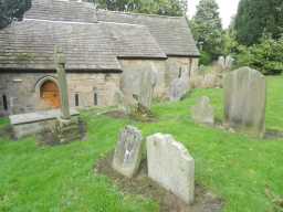 Third oblique view of group of tombs c. 3m south of Vestry of Church of St. Ebba September 2016